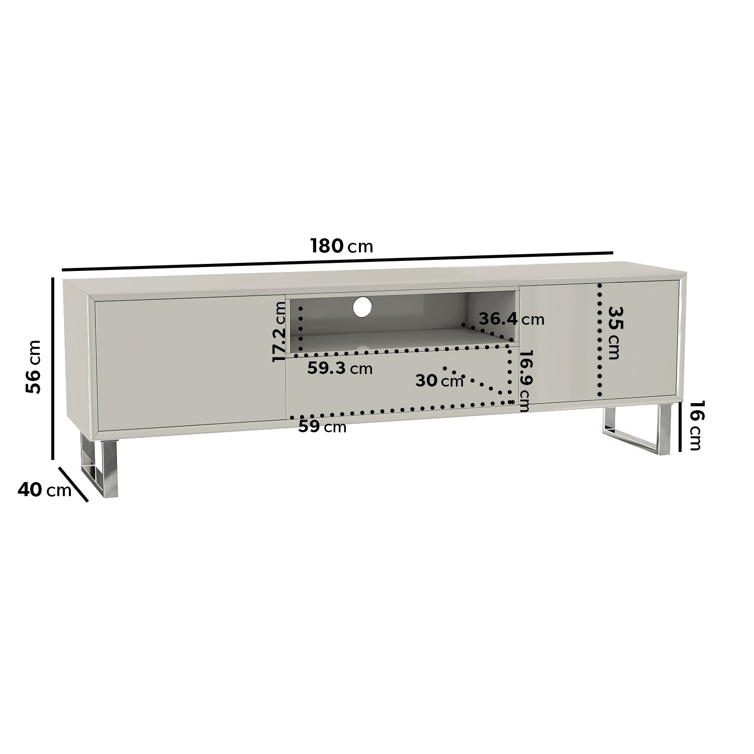 Read more about Wide taupe gloss tv stand with storage tvs up to 77 paloma